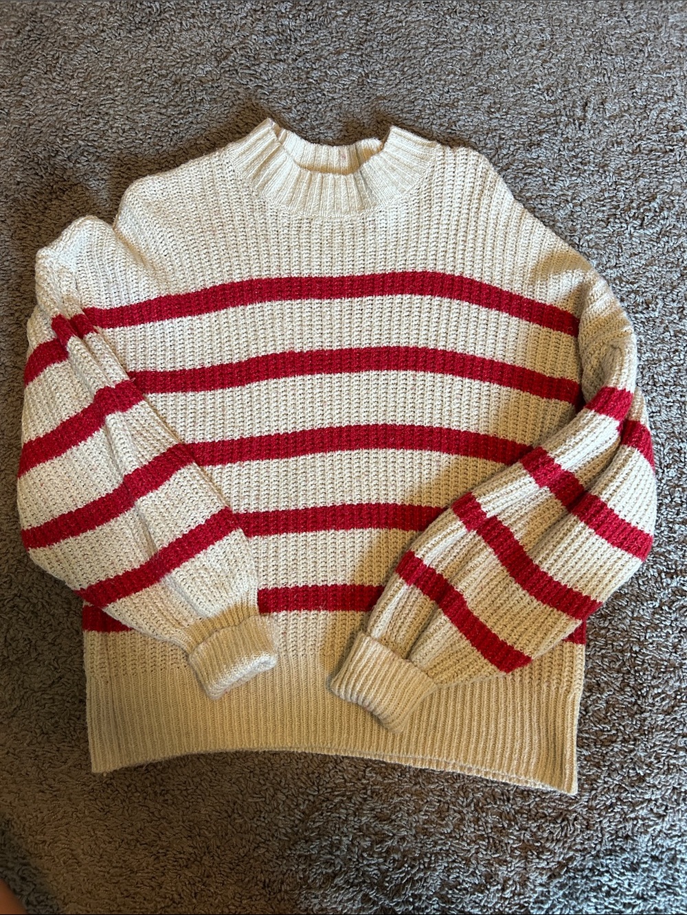 Old Navy Cream Sweater with Red Stripes